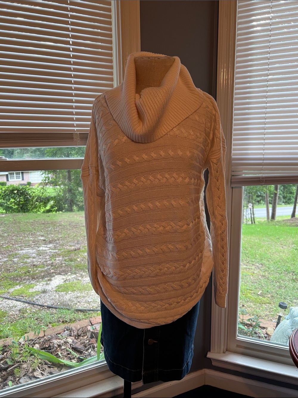 Lauren Ralph Lauren Cream Cable Knit Cowl Neck Sweater